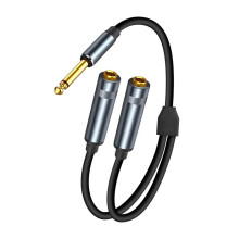 Adapter 6,35 mm Męski na Dwa Złącza 6,35 mm Żeńskie, Podwójny Przedłużacz Audio Stereo 6,35 mm 1-do-2 do Głośnika Wzmacniacza