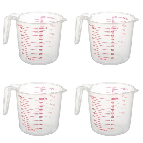 4X 1000Ml Measuring Cup Baking Tool Kitchen Tool High Quality Plastic Measuring Cup Tool Cup with Scale
