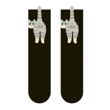 3D Cute Cat Socks Funny Cat Socks Women Girl Mid-Tube Sleep Sock Cat Print Floor Sock Black