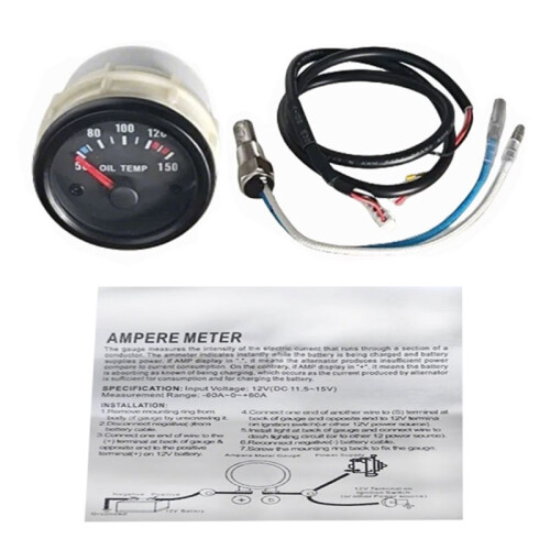 Universal Car 2" 52mm Pointer Oil Temp Temperautre Gauge Meter Celsius White LED Light Indicator Display Electrical