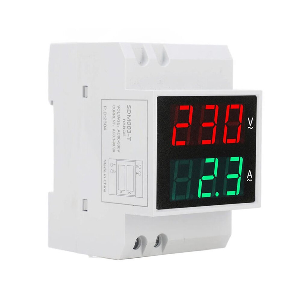 Digital Voltmeter Ammeter Ac80-300V 0.1-99.9A Din Rail High Accuracy Meter 6033968191798