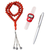 Set di Rosari Tasbih In Cristallo, 3 Pezzi, Regalo Islamico, 45 Grani, Rosario Musulmano per Meditazione e Conforme, Nero.