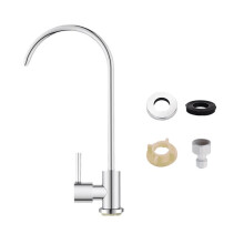 Gooseneck Water Purifier Faucet, Reverse Osmosis Drinking Water Filter Faucet, Stainless Steel, 1/4 Inch.