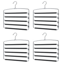Space-Saving Trouser Hangers, 4-Pack, 5-Layer Trouser Racks, with Non-Slip Rotating Arms, Suitable for Wardrobe Storage.