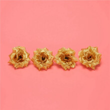 200 Pieces Roses En Soie Clips de Mariee de Fleurs Artificiels Decoration de Mariage Tete de Fleur Artificiel ( or )