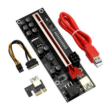 1 PCS VER011 PRO Riser Card PCI-E 1X um 16X USB3.0 6PIN Extension Cable com 10 Capacitores SóLidos B250 B75 BTC