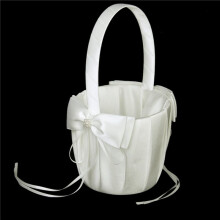 4X Faux Pearl Flower Wedding Flower Girl Basket Bowknot Decor Ivory