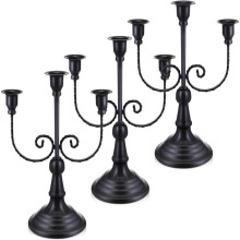 Lot de 3 Bougeoirs en Métal à Bras Articulé, Bougeoirs Gothiques Noirs, Parfaits pour les Familles, les Mariages et les Centres de Table