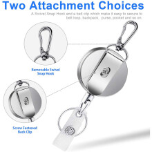 6Pcs Retractable Pull Key Ring ID Badge Lanyard Name Tag Card Holder Reel Belt Clip