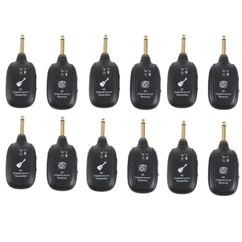 6X UHF Guitar Wireless System Transmitter Receiver Built-in Rechargeable 1