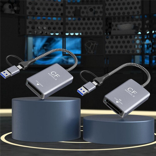 2 in 1 CF Express Type B Card Reader CF Express Card Reader Type B Adapter USB 3.2 10Gbps Portable CF Express Reader 2