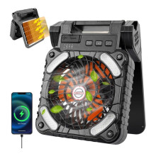 Solar Powered Fan Camping with LED Light, Portable Camping Fan with Solar Panel, Rechargeable Tent Camp Fan