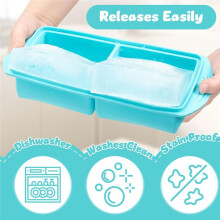 Silicone Soup Freezer Containers with Lid - 2 Pack Large Food Storage Trays for Batch Cooking, Broth, Sauce, and Ice