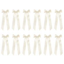 12 Pcs Ivory Candlestick Bows Decor Large Coquette Decoration Bow for Table Self Adhesive Candle Holder Centerpieces