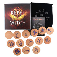 Hand Carved Wooden Runes Symbols Set for Beginner and-Type C
