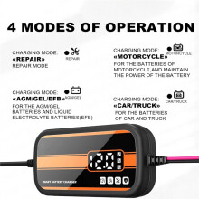 12V Car Battery Charger 2Ah-20Ah Intelligent Digital Display Lead Acid Battery Repair Charger for Car SUV Motorcycle EU