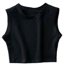 Women's Crew Neck Tank Top Sleeveless Basic Crop Tops-Black S