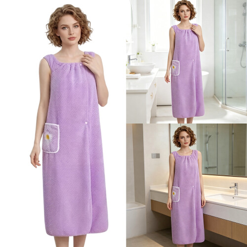 Corals Fleece Bath Towel Wrap Without Shedding Ideal For-Blue 2