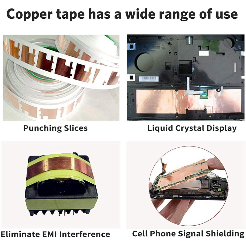 2X Copper Foil Tape 70Mm X 20M For Emi Shielding Conductive Adhesive For Electrical Repairs,Snail Barrier Tape Guitar 4711791593195