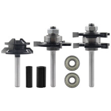 7Pcs Woodworking Milling Cutter 45-Degree Tenon Cutter Jigsaw 3-Tooth T-Type Engraving Machine Woodworking Cutter