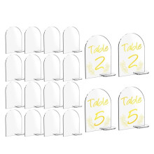 20 Packs 6X4 Inch Blank Acrylic Numbers Signs with Stand Wedding Reception Sign Diy Arch Acrylic Stand Signs