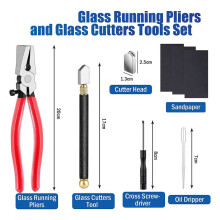 Glasschneider-Kits BuntglaszubehöR mit StrapazierfäHiger Glaslaufzange und Bleistift-Glasschneider-Werkzeug