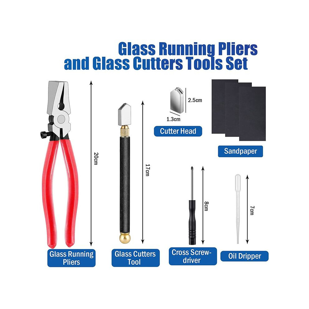 Glass Cutter Kits Stained Glass Supplies With Heavy Duty Glass Running Pliers And Pencil Glass Cutter Tool 4711158049655
