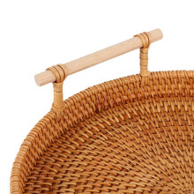 5X Rattan Ablage, Runder Korb mit Griff, Handgewebt, Rattan Ablage Weiden Korb L