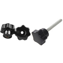 5 Pieces Black Star Grip Knobs, Female Thread Diameter 8mm, Diameter 40mm & 6 Pcs M6 x 50 mm