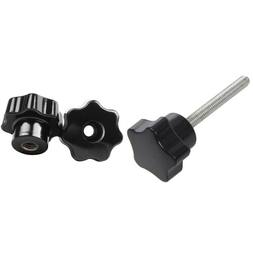 5 Pieces Black Star Grip Knobs, Female Thread Diameter 8mm,  Diameter 40mm & 6 Pcs M6 x 50 mm