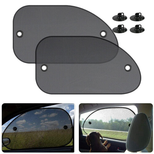 4 Unidades de Tamanho Universal 25,59 X 14,96 Polegadas Corta- Do Carro para Janela Lateral com Ventosas para BebêS, CriançAs e Animais de 1