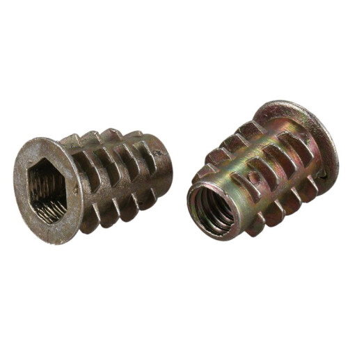 100 Pieces M6x 15mm Hexagon Socket Screw Thread Insert Nut for Wood 2
