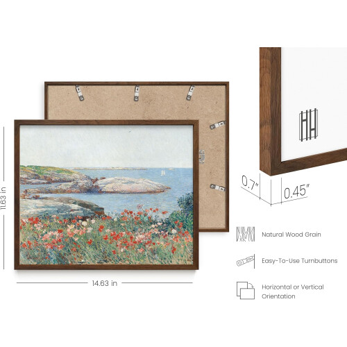 Aquarell-Mohnblumenposter, Holzrahmen, Landschaft 2