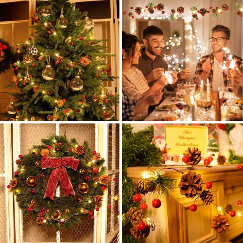 Pine Cone Garland Lights, Battery Operated, 2m with 20 LEDs 1
