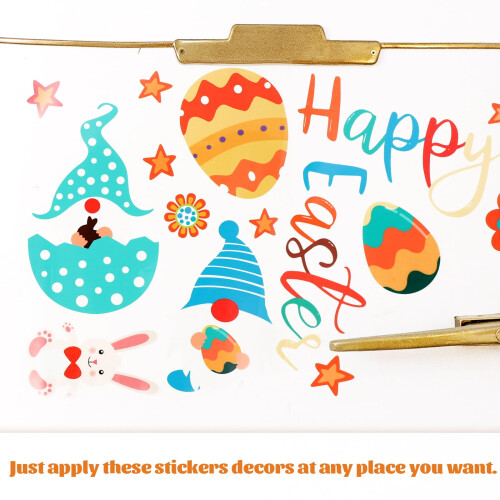 Easter Window Decals PVC - Bunny Carrot Chick Egg Gnome 1