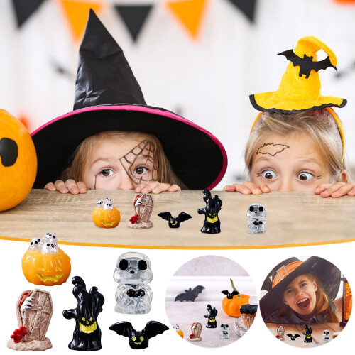 Leuchtende Halloween-Dekoration aus Kunstharz – Kürbis in Form eines Geistes oder Teufels 2
