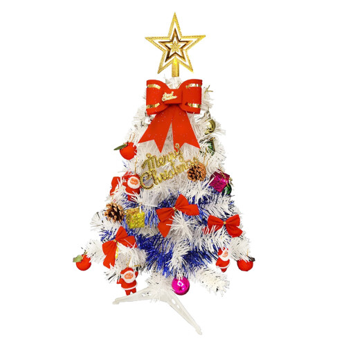 Mini desktop Christmas tree with lights and decorations, 1
