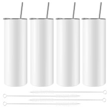 Sublimatie Tumblers 20 Oz Skinny Straight, Roestvrijstalen Sublimatie Blanks Skinny Tumbler, met Deksel en Stro, 4 Pack