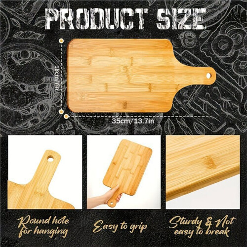 Eco-Friendly Bamboo Chopping Board for Kitchen with Handle - Ideal for Pizza, Bread, Steak L 2