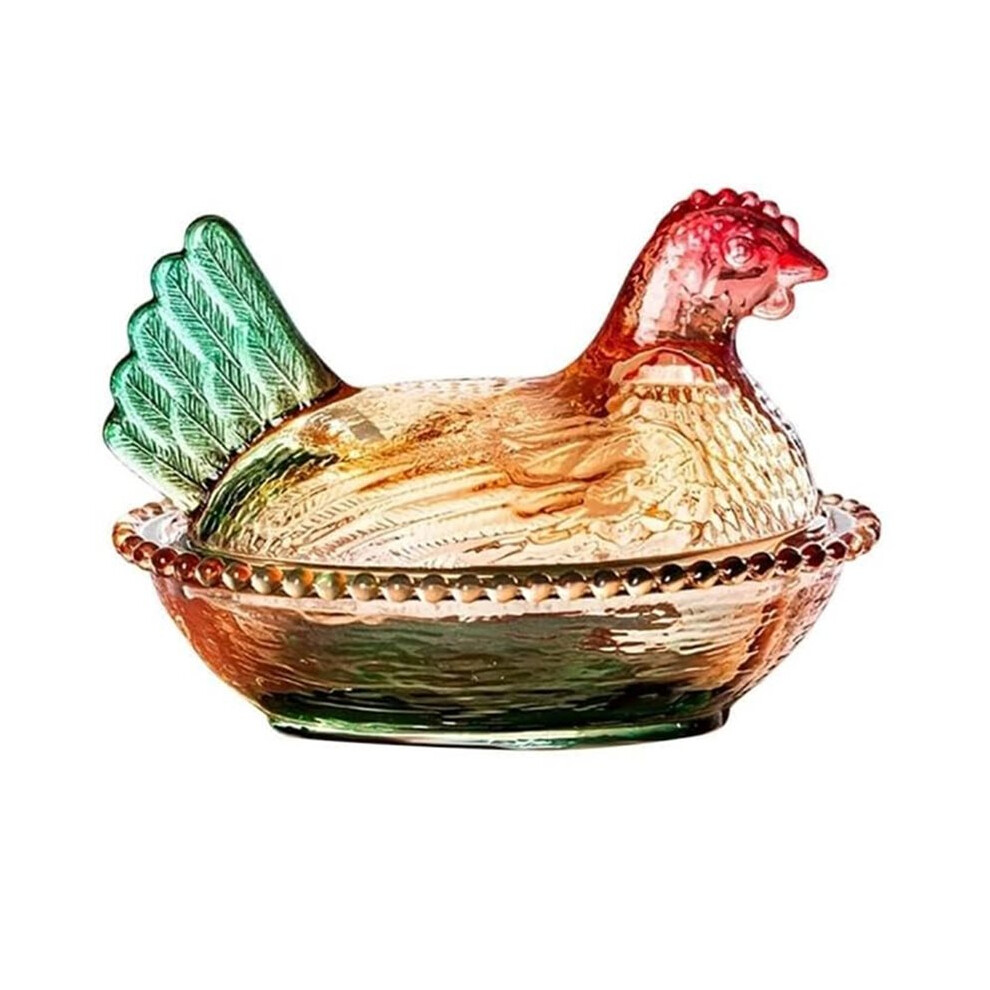 Crystal Glass Chicken-Shaped Candy Dish With Lid, Vintage Hen Nest Pedestal Candy Bowl For Snacks & Decor 6033987395238
