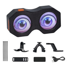 Eyes Bike Tail Light, USB Rechargeable  Programmable LED with Customizable Patterns Dual Screen