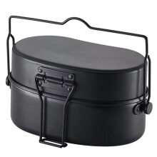 Kit de Utensílios de Cozinha Versátil para Camping, Ideal para Aventureiros Solo - 1,1L, Preto, Inclui Frigideira e Vaporizador.