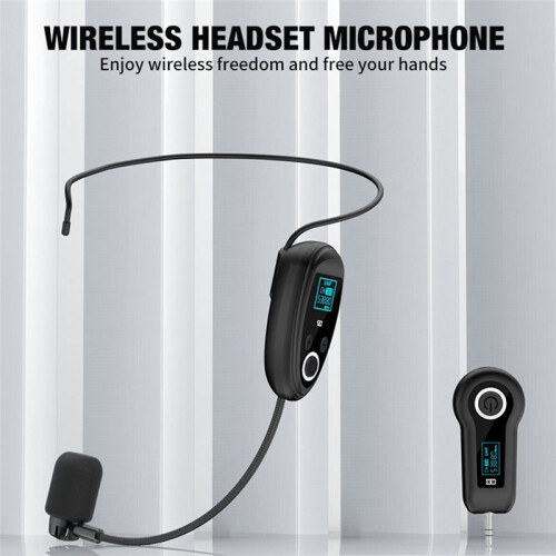 2.4G UHF Wireless Microphone Headset with Handheld Transmitter and Rechargeable Receiver for Teaching, Speech, Amplifier