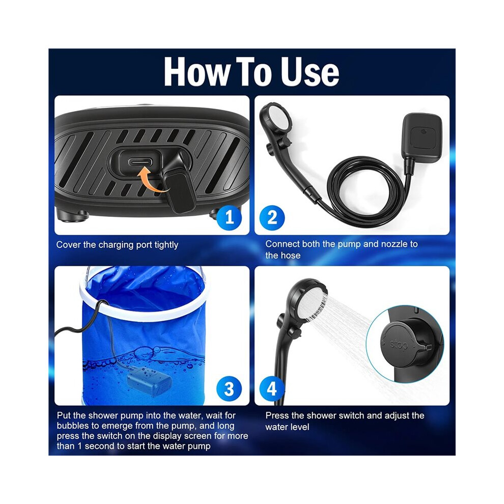 Portable Camping Shower Portable Electric Shower Rechargeable High-Pressure Camping Shower For Outdoor And Home Use 6034004592784