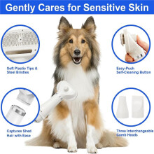 3-in-1 Pet Hair Dryer Brush Portable Blower & Slicker Brush,Adjustable Temperature,Overheat Protection EU Plug