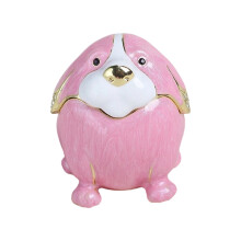 Artistic Chinese Zodiacs Enamel Jewelry Holder With-Dog pink