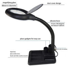 2X LED Lupenlampe 5X 10X Lupe mit Leuchttisch und Schreibtischlampe Bodenständer Verstellbare Lupe Lupe Glas zum Lesen, Reparieren (Schwarz)