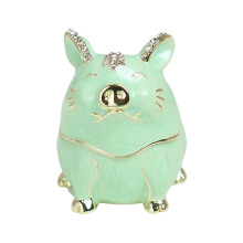Elegant Handcrafted Enamel Alloy Jewellery Box With-P green