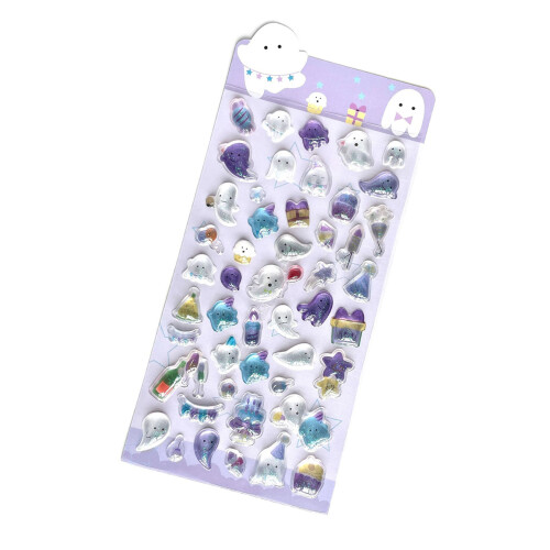 Safe Washable Glitters Sticker with Themed Pattern-Purple