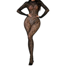 Women's Figure Hugging Bodysuit Tights Breathable Long-Black
